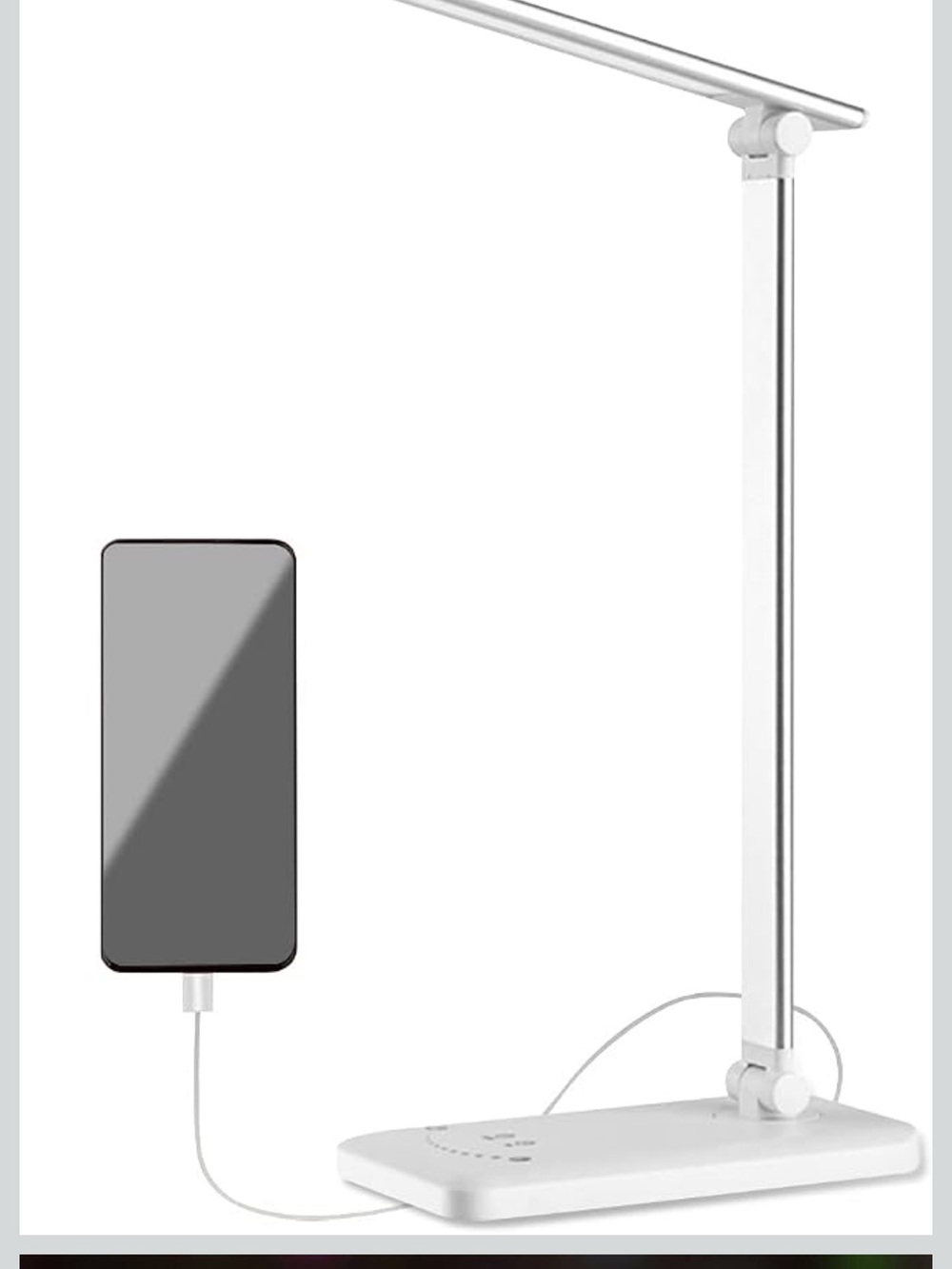 LED Adjustable Reading Lamp with USB Charging – White